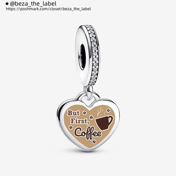 Pandora Engravable But First Coffee Charm|Pendant - Picture 1 of 2